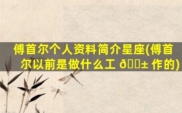 傅首尔个人资料简介星座(傅首尔以前是做什么工 🐱 作的)